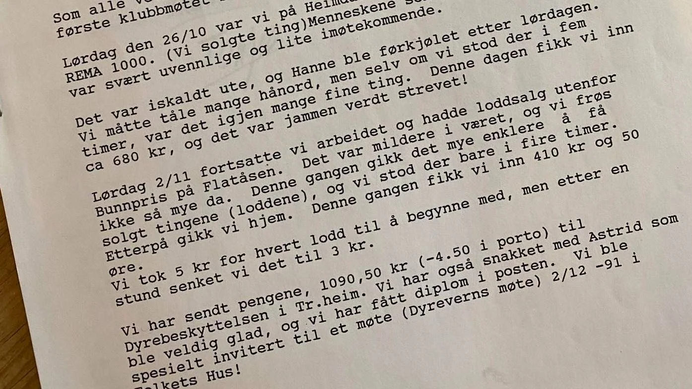 Foto av en tekst om loddsalget i 1991.
