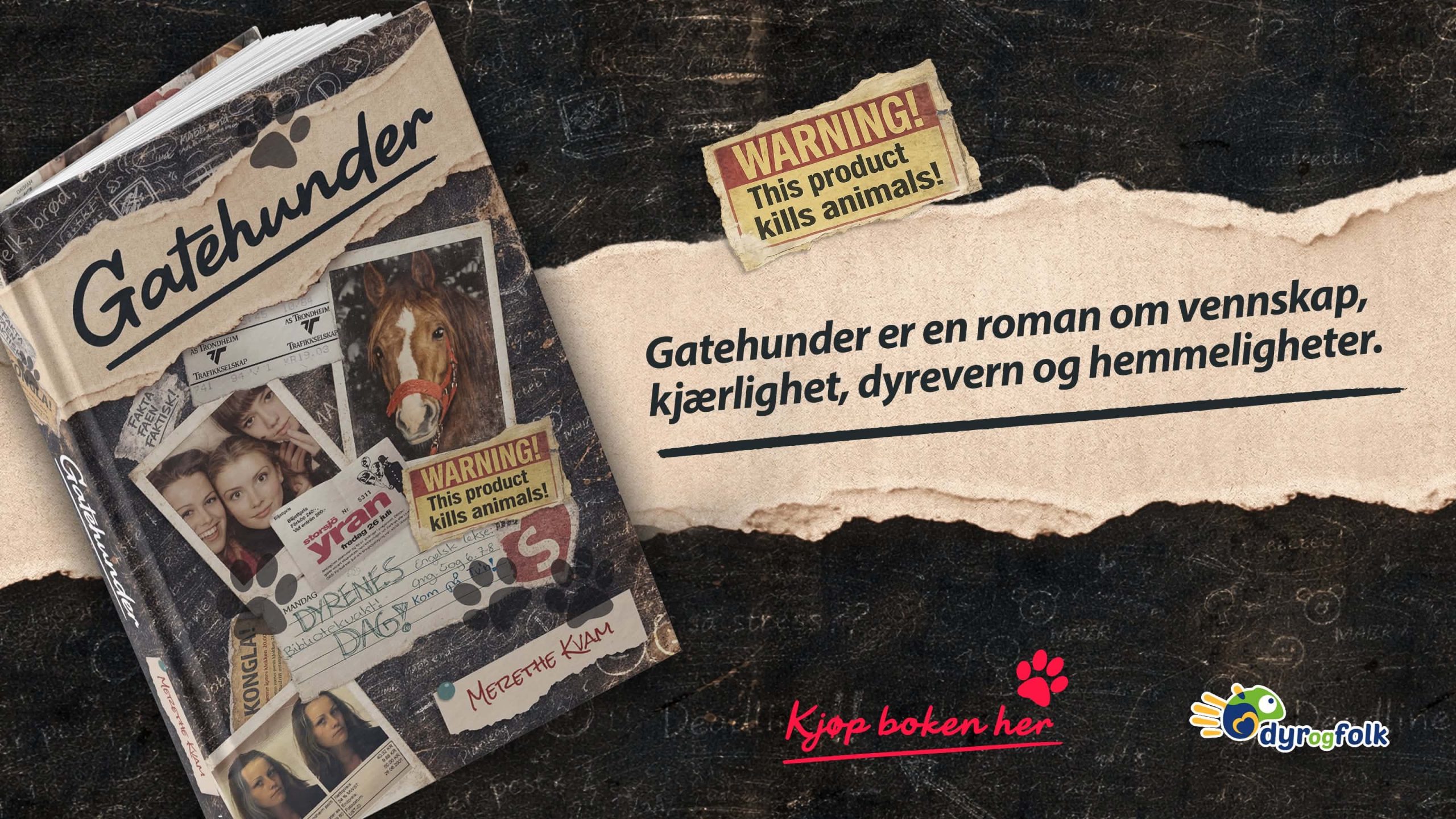 Annonsen viser bildet av boken Gatehunder